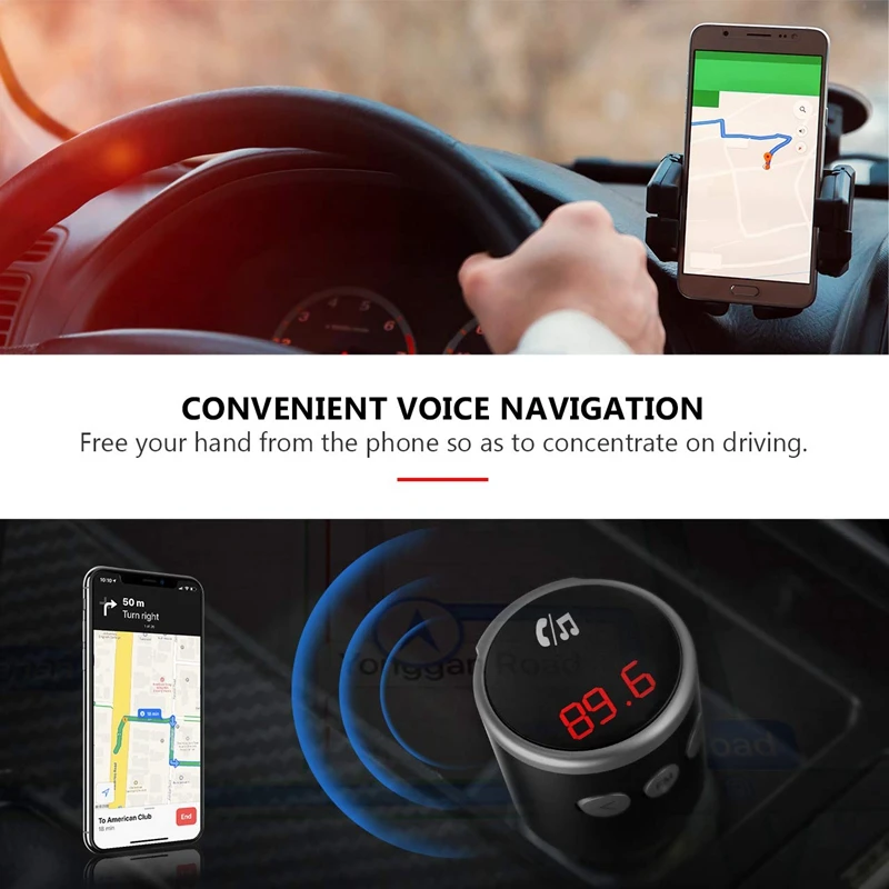 Qc3.0 автомобильный Bluetooth fm-передатчик, беспроводной Bluetooth fm-радио адаптер музыкальный плеер автомобильный комплект с громкой связью, голосовой Naviga