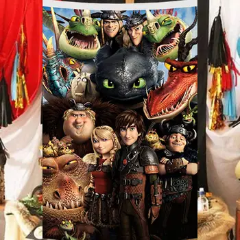 

How To Train Your Dragon Theme Big Flag Banner Background Decorations Birthday Party Banner for Children Room Wall Decoration