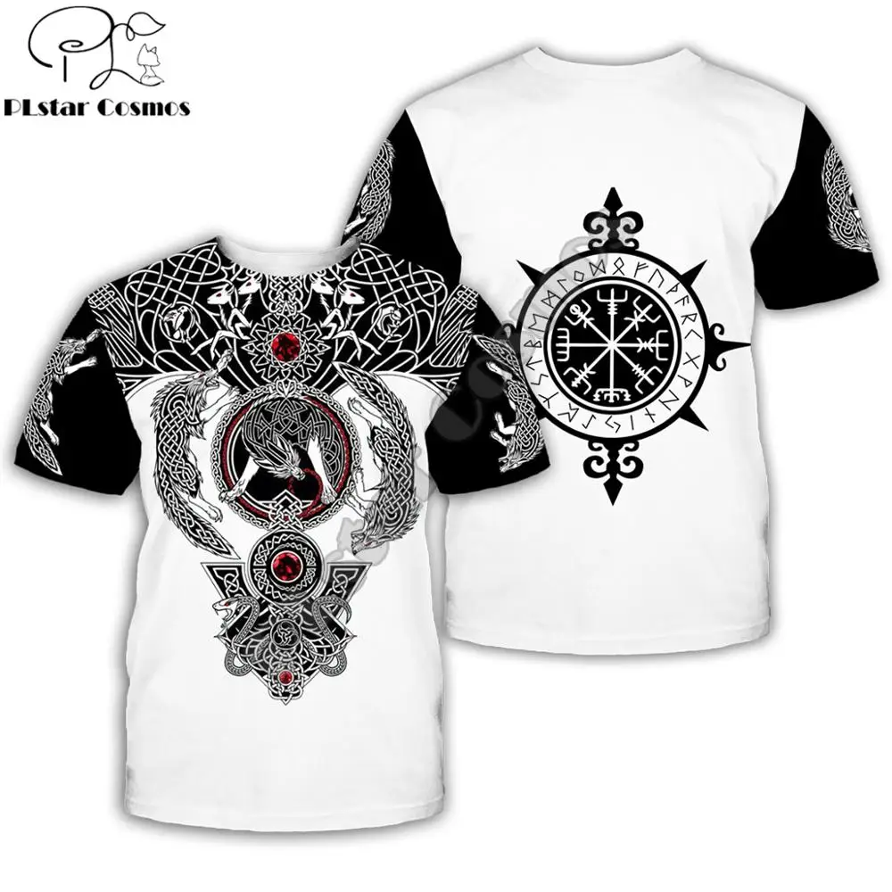 

PLstar Cosmos 2019 Fashion Summer Men T Shirt Viking Tattoo 3D Print Unisex t-shirt streetwear Casual Short sleeve Drop shipping