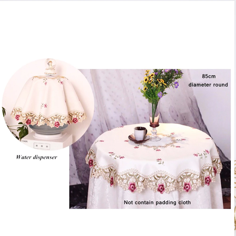 Rose Round Tablecloth Beige Embroidered Tablecloths Tablecloth Home Kitchen Supplies Table Decoration Home Textile Table Cloth