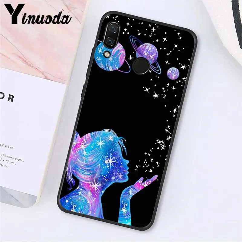 black with white moon stars space Cloud Girl Travel Plane