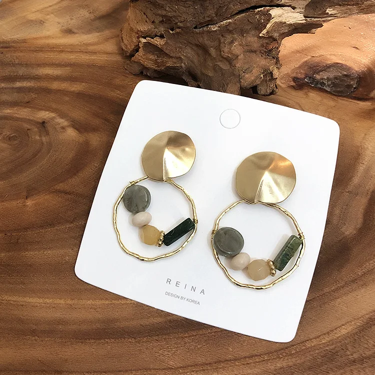 2019 S925 Fashion Korean Natural Stone Earrings for Women Unique Simple Ball Beaded Big Dangle Drop Earring Party Charm Jewelry 2019 S925 Fashion Korean Natural Stone Earrings for Women Unique Simple Ball Beaded Big Dangle Drop Earring Party Charm Jewelry