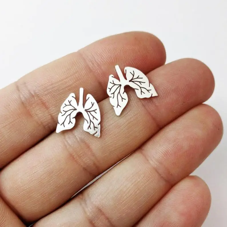Tiny Lungs Earrings - Sterling Silver post earrings