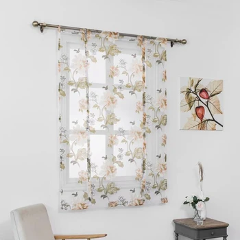 

Peony Flower Type Roman Short Curtains Use For Living Room Kitchen Burnt-out Flower Tulle Semi-shading Curtains Home Accessories