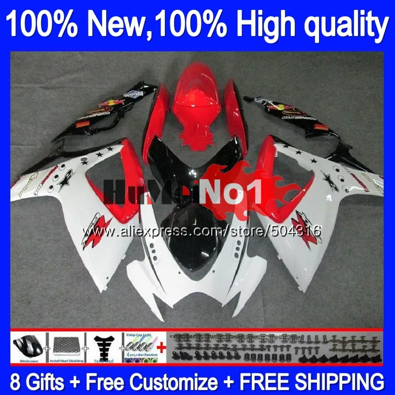 Корпус для SUZUKI GSX R600 GSX-R750 GSXR 600 750 CC 06 07 2006 2007 16MC. 69 GSXR-600 K6 GSXR600 GSXR750 06 07 обтекатель, цвет красный, белый - Цвет: No. 1