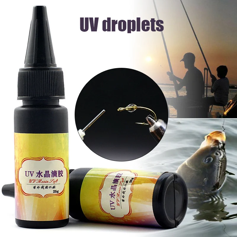 

Newly 2bottles/Pack UV Glue Fly Fishing Thick/Flow Flies Binding Clear Finish Instant Dry Cure