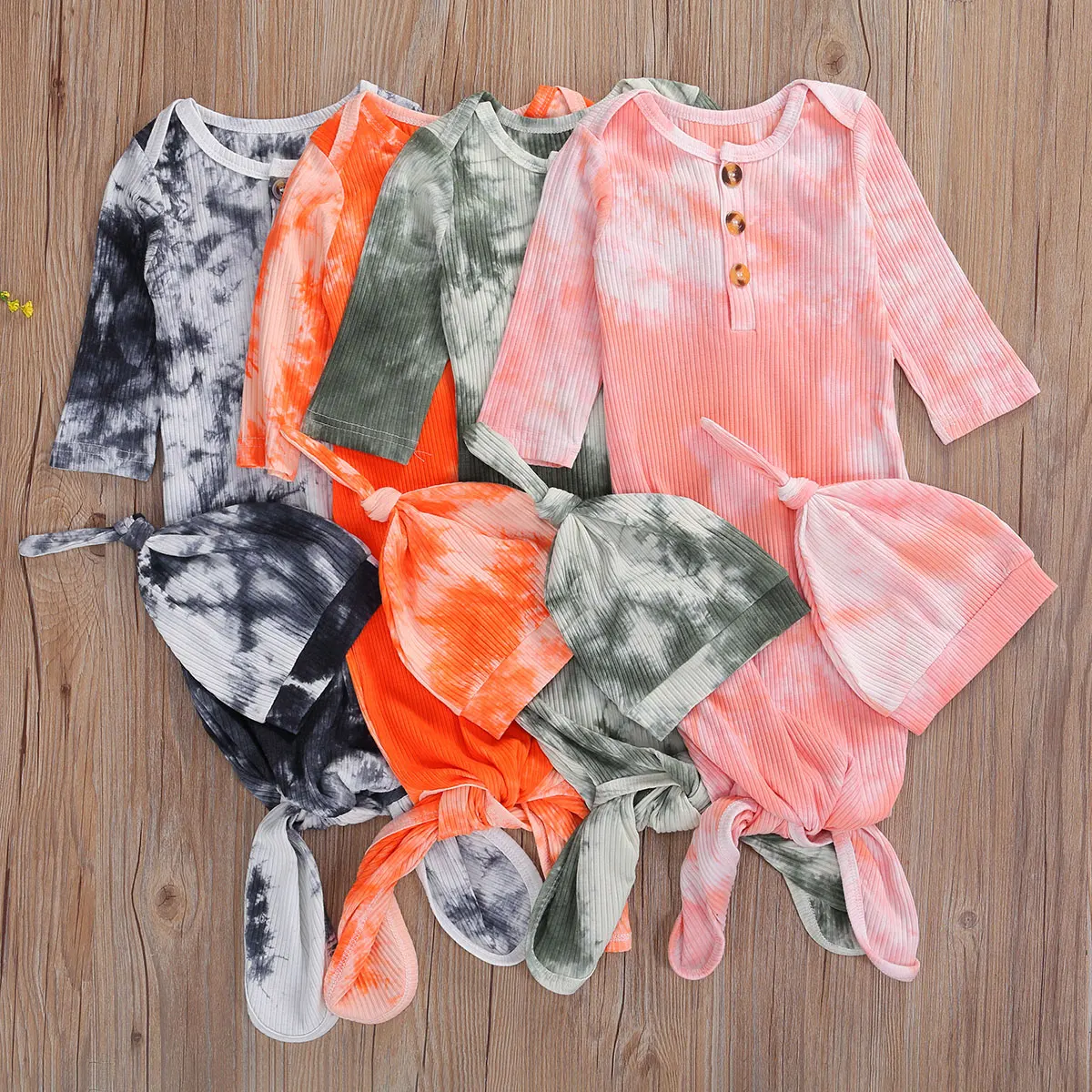 

Infant Kids Girls Boys Tie-dye Printed Baby Quilt and Cap Silkworm Cocoon Type Newborn Wrap Comfort Sleeping Bag + Hat Set