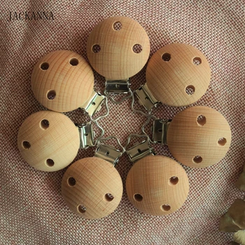 

10PCS Beech Wood Pacifier Clips 35mm Dummy Clip DIY Infant Soother Clasps Chain Accessories BPA FREE Funny Baby Pacifier Holder