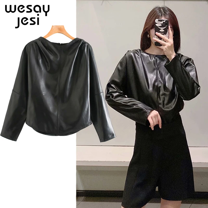 

The New 2020 Leather Jacket Fashion Niche Design Sense PU Imitation Leather Jacket Women's Pullover Short Jacket Autumn Wear
