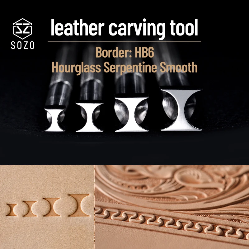 SOZO HB6 Leather Craft Work Stamping Tool Border Hourglass Serpentine