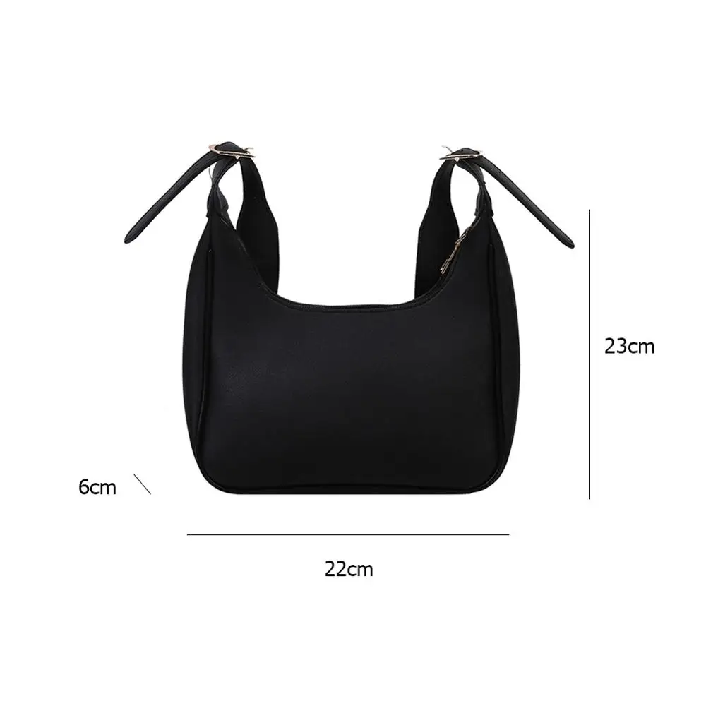 Nylon Simple Casual Monochrome Women's Crescent Shoulder Bag