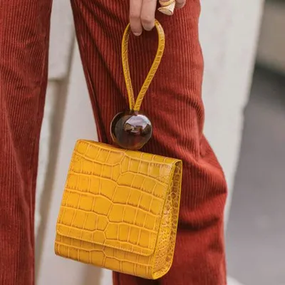 Роскошные сумки с узором «крокодиловая кожа», женские дизайнерские сумки с акриловыми шариками, маленькая сумка с клапаном, повседневный клатч, кошелек, женская сумка-мессенджер на плечо Ba - Цвет: yellow