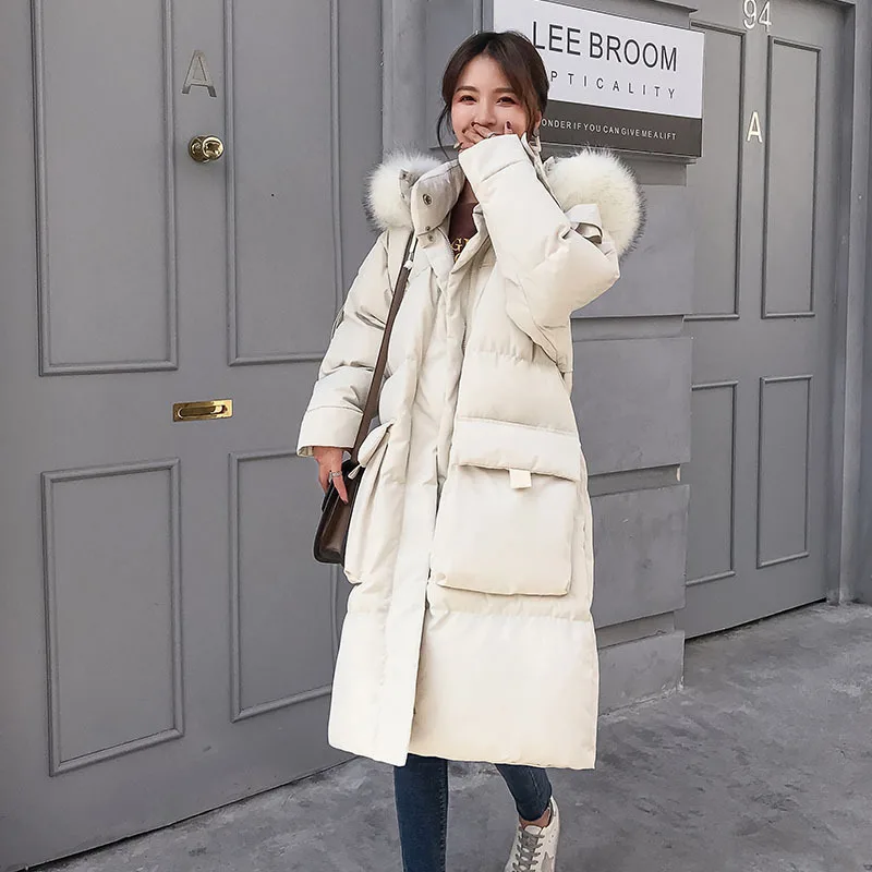 

Straight-Cut Cotton-padded Clothes/Cotton Coat 2018 Winter Mid-length Waist Hugging Solid Color Versatile Elegant