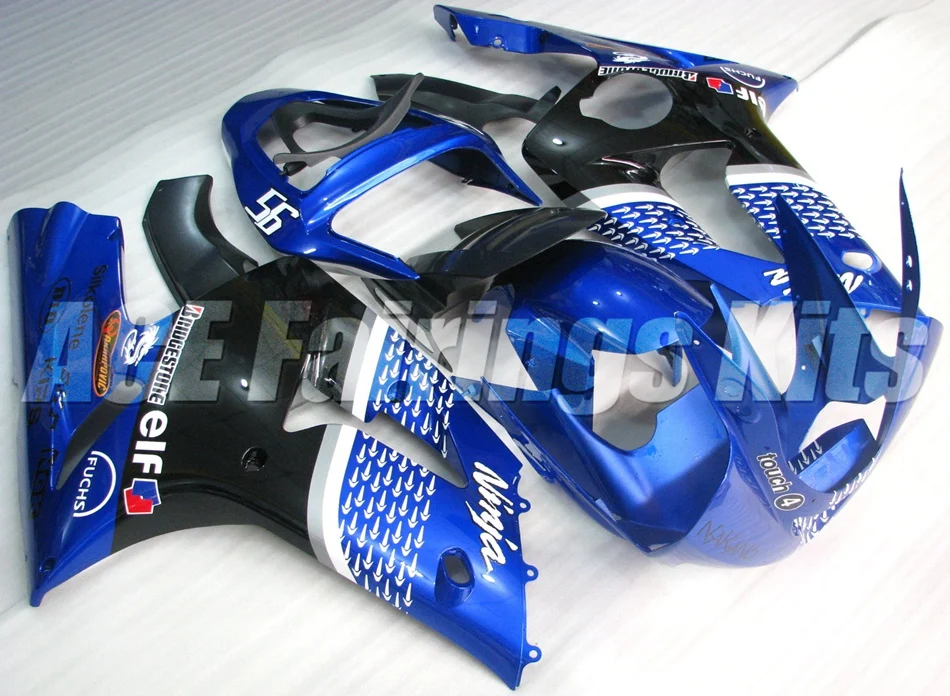 ABS Полный Обтекатель подходит для Kawasaki ZX6R 2003 2004 Мотоцикл Обтекатели ZX-6R 03 04 Ninja 636 Кузов Набор Синий Белый хороший