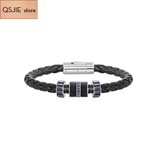 Высокое качество SWA-лучший материал. Благородный черный кожаный браслет