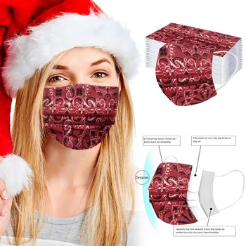 

Christmas Printed Disposable Masks Unisex Soft Mouth Muffle For Adults 3-layer Masks Salvaorejas Mascarillas Protective Mask