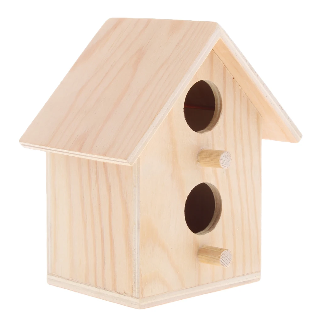 Birdhouse – Cage Rough Wood Perch Hut – Wooden Cabin Birdhouse for Birds