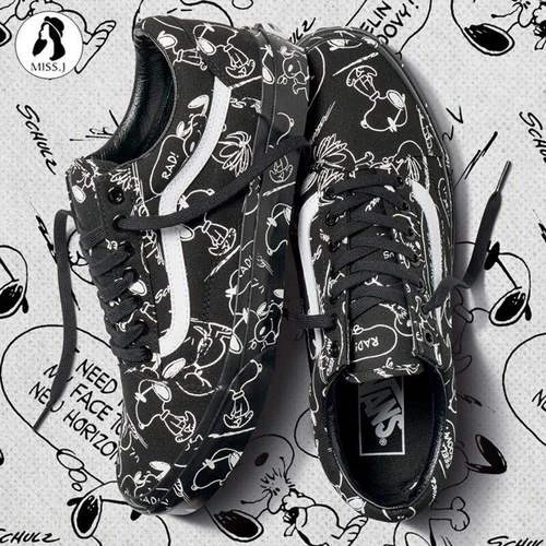 Vans Old Skool Skateboarding Shoes Unisex Black Sneakers PEANUTS Cartoon  Graffiti Athletic Snoopy Shoes Eur 36 44|Skateboarding| - AliExpress