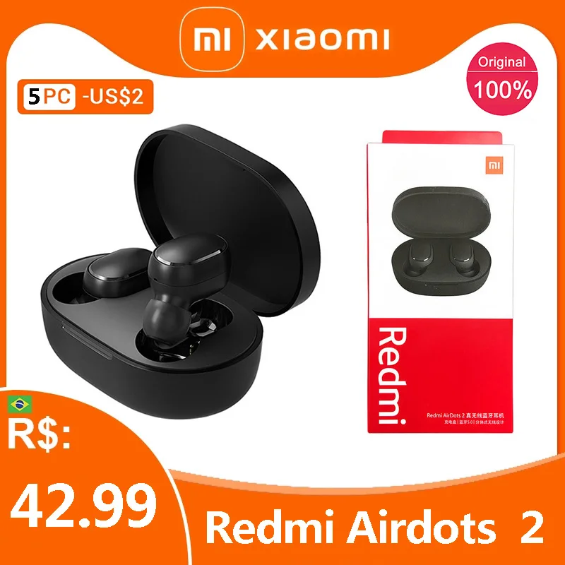 Оригинальные Xiaomi Redmi Airdots 2 Экономичные наушники Tws беспроводные Bluetooth