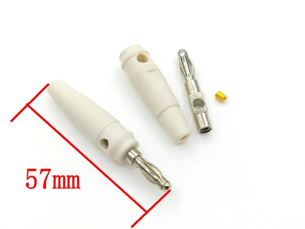 100pcs new WHITE Gold plated 4MM Banana Plug Screw CONNECTOR 
