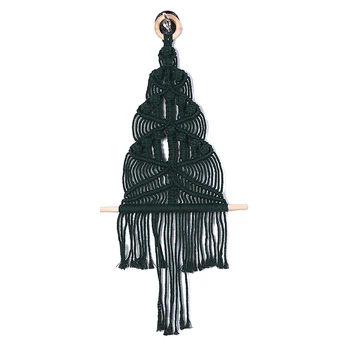 

Macrame Woven Wall Hanging Tapestry Christmas Tree Shape Bohemian Art Wall Geometric Tapestry Children's Room Home Decoration