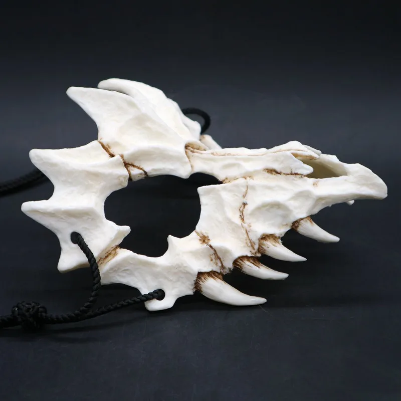Половина маска животного длинные зубы демон самурая белая маска с костью тенгу Дракон Якса тигр Смола Маска Косплей