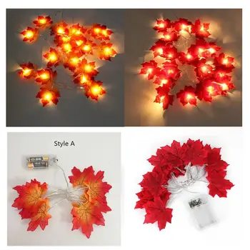 

Maple Leaves Shape LED String Light Christmas Halloween Fence Party Stair Railing Decoration Battery Box