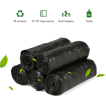 

5 rolls 100pcs Plastic Trash Bags Waste Bin Bags Eco-friendly Garbage Bags for Kitchen Bathroom Home Hotel 18"*20"