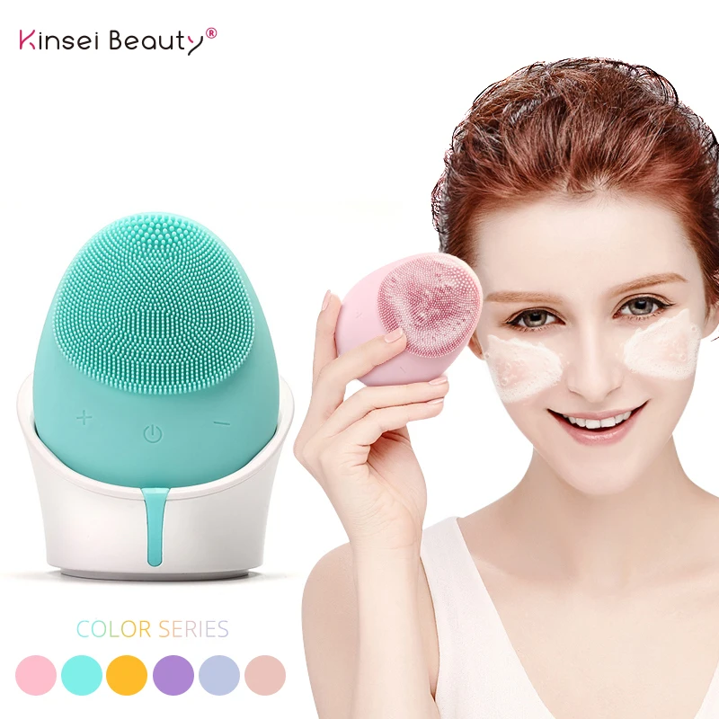 Mini Electric Facial Cleaning Brush Silicone Waterproof Vibration Massager wireless Rechargeable Ultrasonic Face Beauty tool