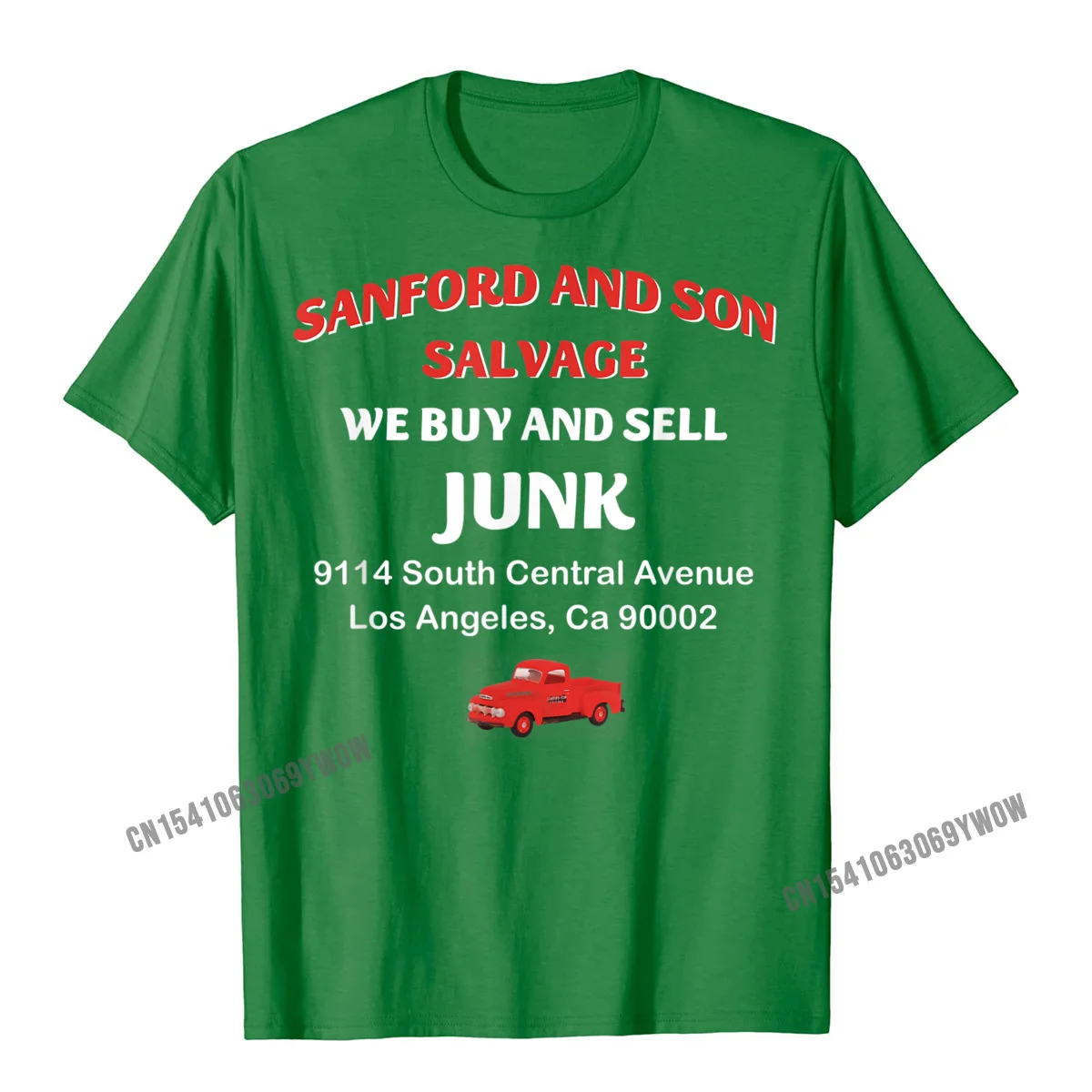 Family Pure Cotton Tshirts for Men Short Sleeve Geek Tops Shirt Fitted Summer Fall Round Collar Tee Shirts Party We buy and sell junk car Son in Sanford City funny meme T-Shirt__1018 green