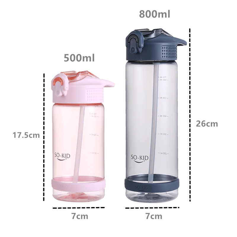 500 мл/800 мл портативная соломенная бутылка для воды, прыгающая крышка, спортивные Бутылочки для фитнеса, здоровая пластиковая посуда для напитков BPA бесплатно