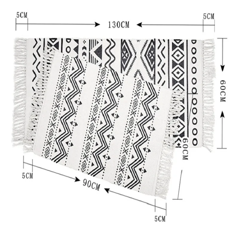 Европейский Хлопок и лен геометрический Коврик Гостиная Спальня ретро кисточка тканный ковер украшение дома Диванный кофейный столик коврик