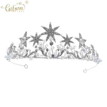 

Exquisite Elegant Rhinestone Crystal Stars Crown And Earring Hair Accessories Bridal Wedding Crown