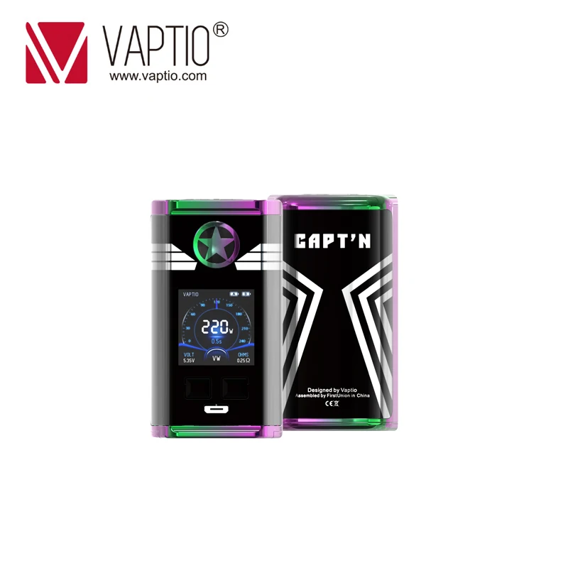 Vaptio CAPT'N 220 Вт мод электронная сигарета vape мод с 1,3 дюймовым oled-экраном поддержка VW 18650 батарея(без аккумулятора - Цвет: Rainbow