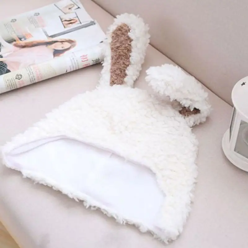 Women Girls Winter Plush Earflap Hat Cute Rabbit Bunny Ears Funny Halloween Cosplay Costume Hood Beanies Trapper Cap Photo Props