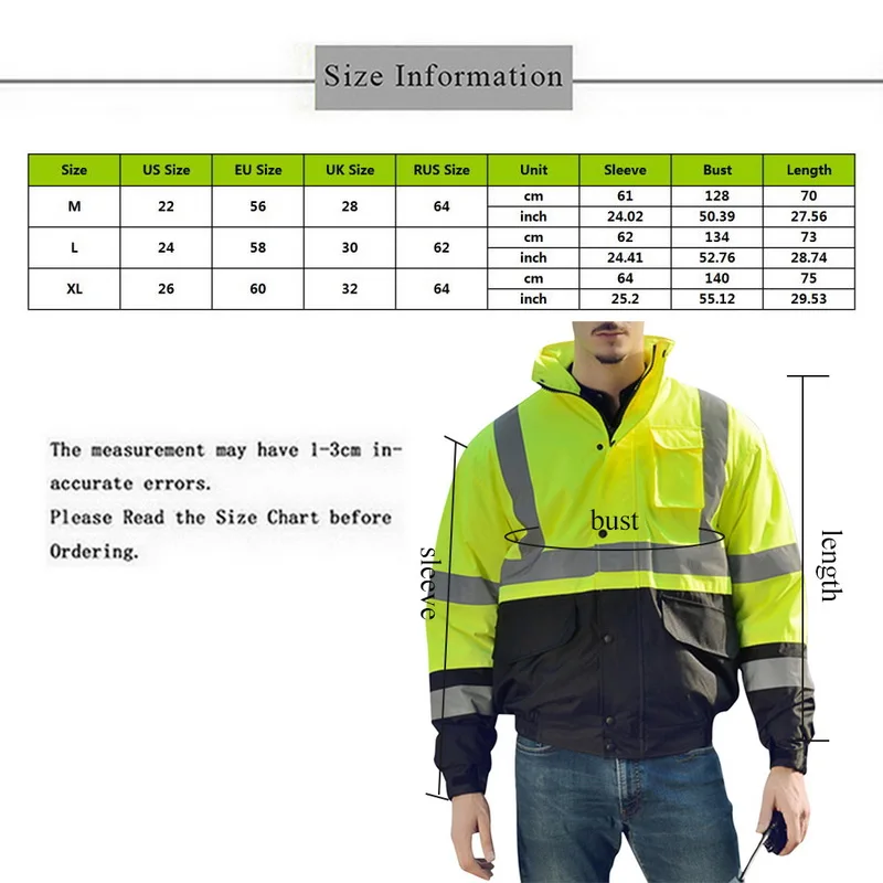 DIHOPE Men Jackets High Visibility Pullover Insulated Safety reflective strip hooded Sweatshirts Coat Slim Zipper sweater 2