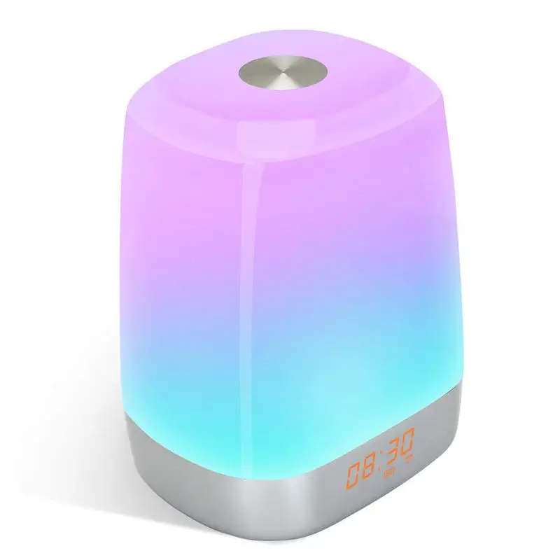 

Wake-Up Light Alarm Clock-Sunrise Simulation Digital Led Clock With Heavy Sleepers-Press Control Multicolor Dimmable, Usb Rech