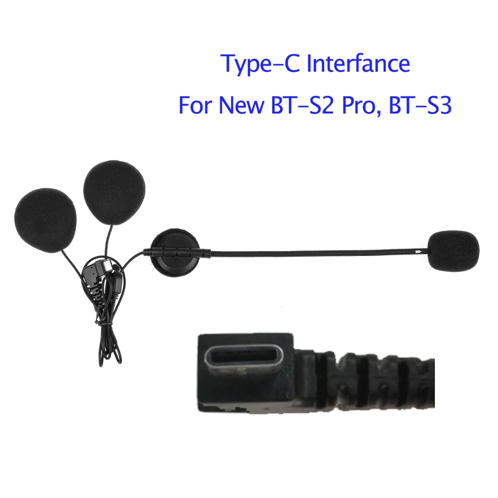 Fodsports BT-S2 Pro S3 헬멧 인터폰 액세서리 새로운 유형-C 인터페이스 헤드셋 이어폰 오토바이 스피커 하드/소프트 마이크 