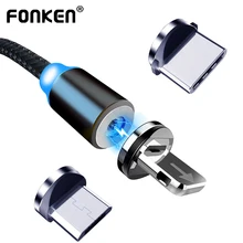 FONKEN 12,12 распродажа микро usb type C Магнитный кабель для Xiaomi Redmi Note 7 8 Магнитный зарядный кабель для samsung S9 huawei P30 Iphon