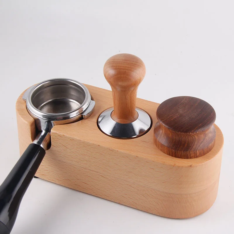 

Coffee Filter Tamper Holder Solid wood Espresso Tamper Mat Beech Press Powder Base Coffee Anti-skid Filling Powder Holder