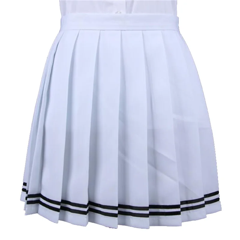 White black stripes Женские юбки, женские, кавайные, плиссированные, Cos Macarons, сплошной цвет, высокая талия, юбка, женская, Корейская, Harajuku, одежда для женщин, повседневная - Цвет: White black stripes