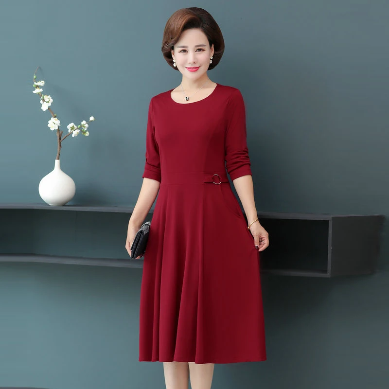 red one piece dresses knee length