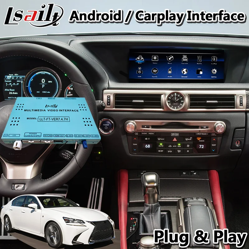 Lsailt Android мультимедийный Carplay видеоинтерфейс для Lexus GS450 GS200t GS управление мышью 2016