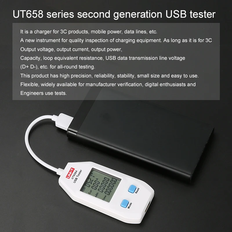 UNI-T UT658 Серия мульти USB измеритель мощности тестер USB-A и USB-C цифровой измеритель напряжения/тока/емкости/энергии/сопротивления