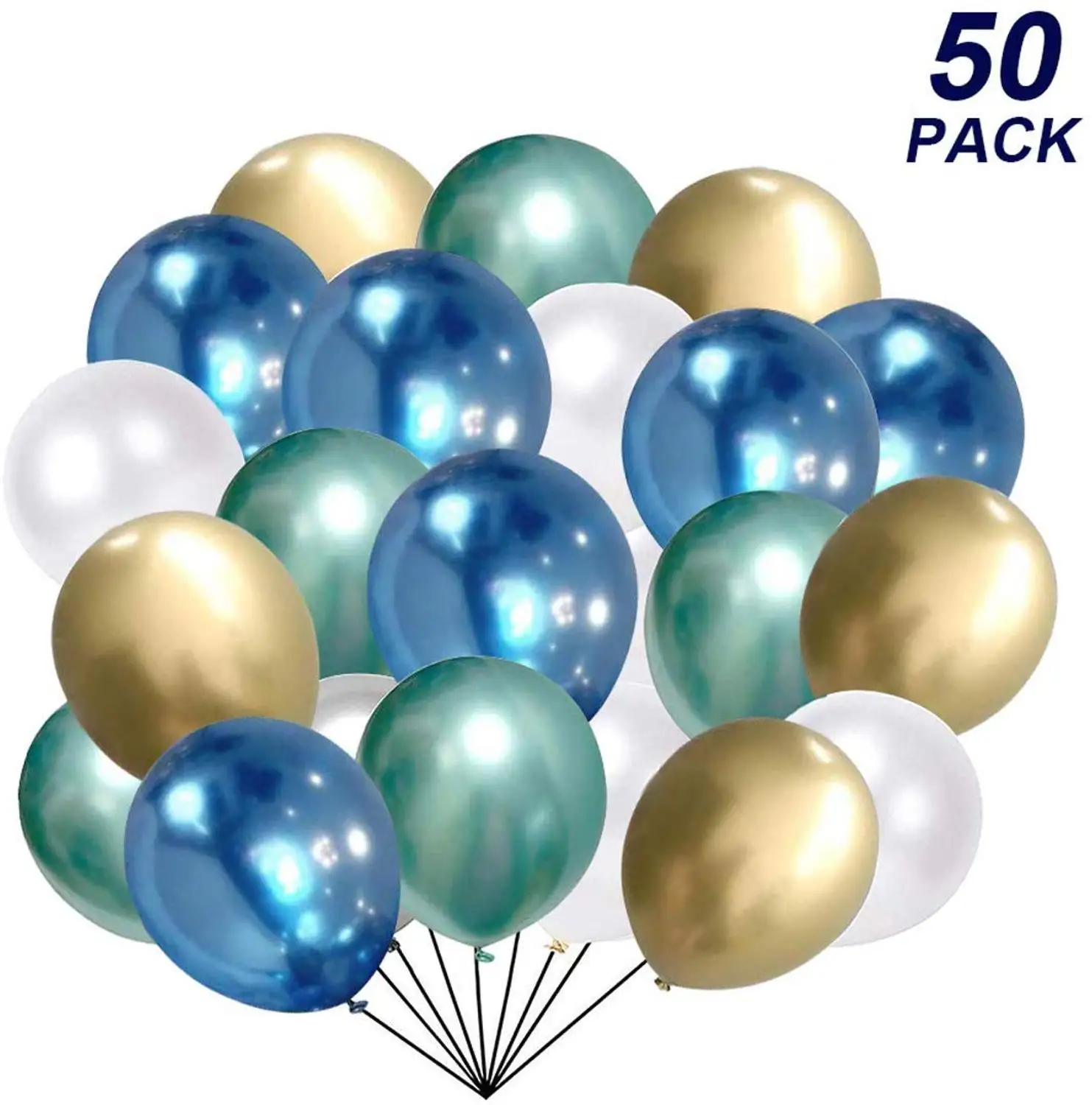 Jeeke 50Pcs Chrome Shiny Metallic Latex Balloons Decor for Wedding Party Baby Shower Birthday Decor 