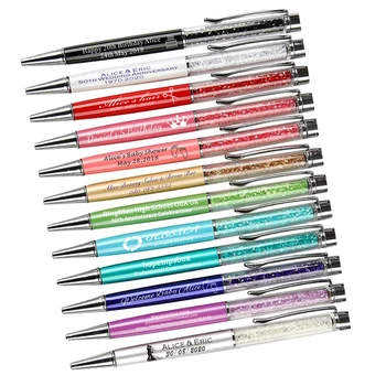 

5PCS/lot Crystal Metal ballpoint pen roller ballpen Pencil box and bag stationery office school brand gift can customize logo