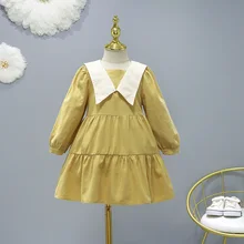 

Kids Dress Girls Clothes Casual Costume Cute Big Collar Spring Autumn 3-11 Years Daily Dresses For Girl Children's Clothing