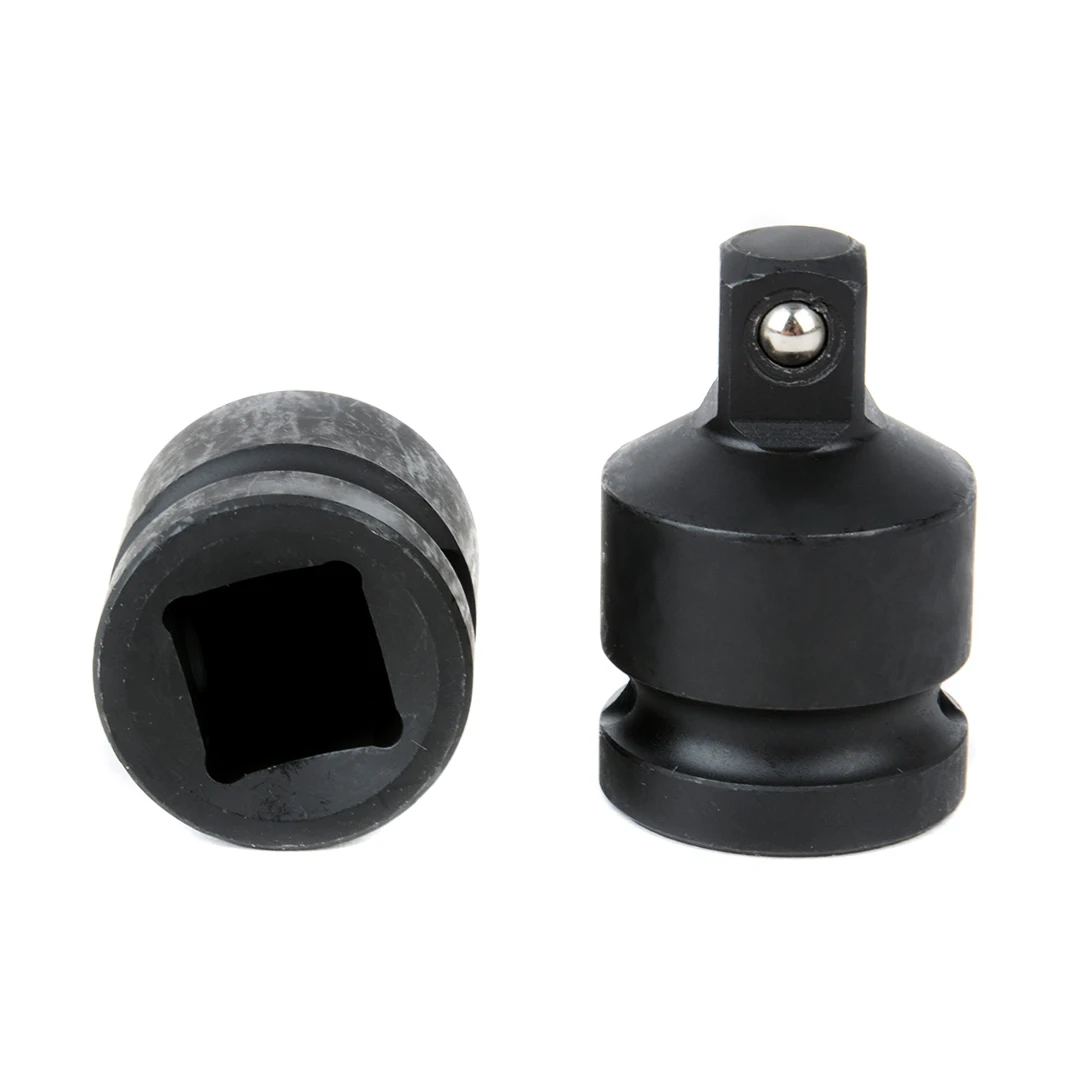 2PCS 1/2 to 3/8 Pneumatic Sleeve Adapter Head Adapter Socket Black Chrome-molybdenum Steel Reducers Air Impact Adapters