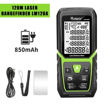 

Laser Rangefinder 330Ft/100M(165Ft/ 50M 390Ft/120M)Backlit LCD Laser Measure M/In/Ft With Li-Ion Battery & Electric Angle Sensor