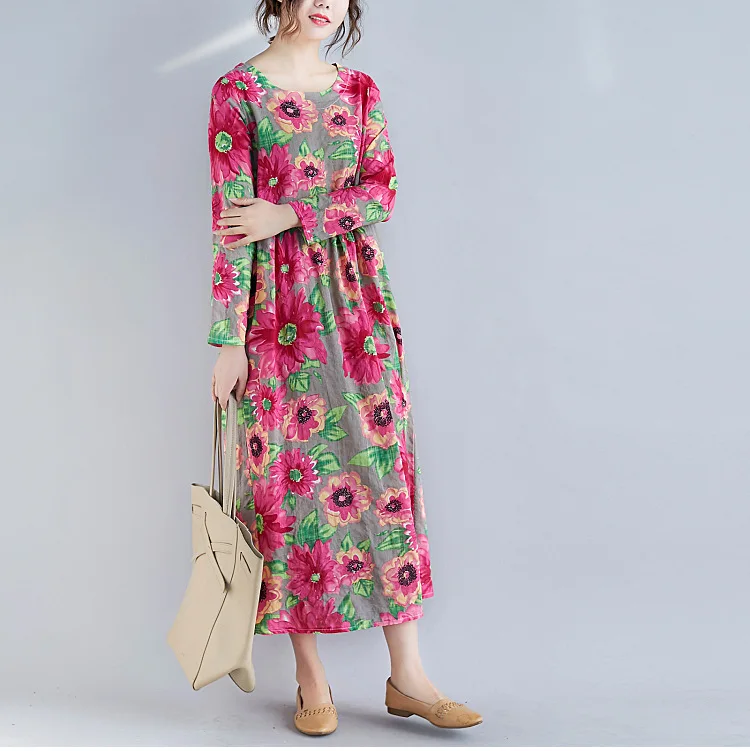 Photo Shoot Currently Available Cotton Comfortable Large Size Large Flower Dress